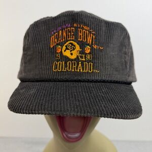 Vintage 1990 Orange Bowl Colorado Buffaloes Corduroy Hat Somerset Made in USA